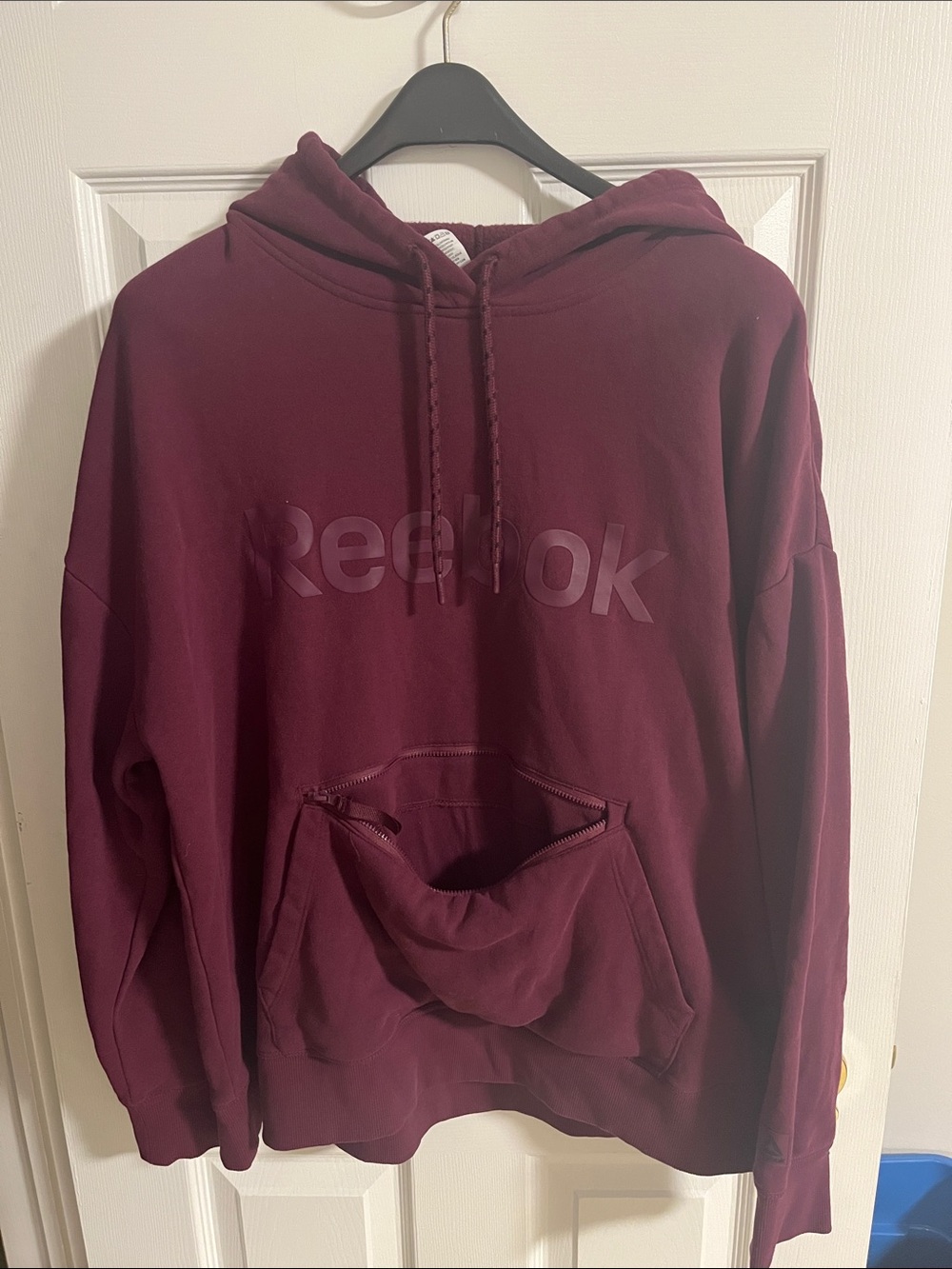 Reebok Women's Burgundy Pullover Hoodie with Tonal Logo